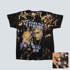 2Pac Mens T-Shirt All Eyez On Me Bleached Tie Dye Graphic Large