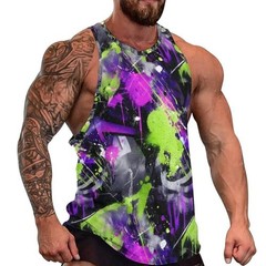 3D Tank Top Purple Splatter Graphic Abstract Art