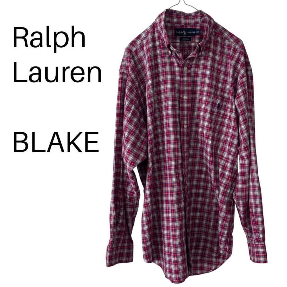 Ralph Lauren BLAKE Check Button Down Shirt M Used For 14Y+ Japan