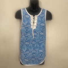 Body Tech Lacing Neck Tank Top Large runs small Gently worn 95% cotton/5 spandex