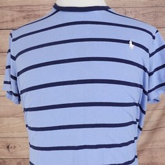 POLO RALPH LAUREN CUSTOM SLIM FIT BLUE STRIPED SHORT SLEEVE TSHIRT SZ XL **READ