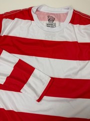 Wheres Waldo Shirt Adult Large Halloween Costume Cosplay Red White Striped Wally