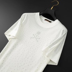 New Fashion Skull Trend Rhinestone Summer Short Sleeve Luxury Men T-Shirt