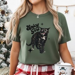 Spicy Girl Tortie Cat Vintage Feline Attitude Art T-Shirt