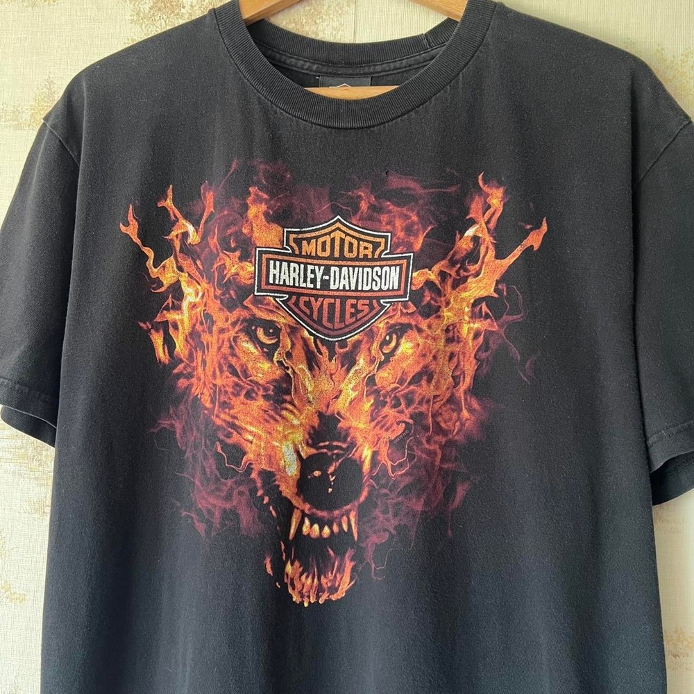 Y2K Harley-Davidson Flaming Wolf Tee | Joplin Missouri | Size L