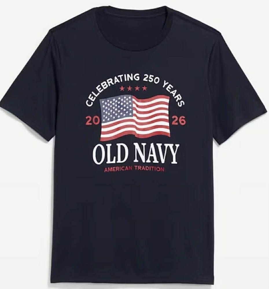 OLD NAVY US Flag 2026 250th Anniversary T-SHIRT Navy / White, Size XS to 4XL