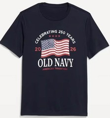 OLD NAVY US Flag 2026 250th Anniversary T-SHIRT Navy / White, Size XS to 4XL