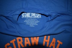 One Piece Skull Logo Straw Hat Crew Mens Blue Shirt New Small