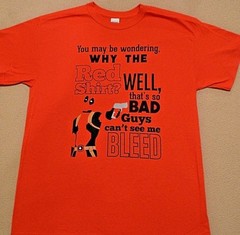 DEADPOOL Wondering Why Red T-Shirt Bad Guys can’t see me Bleed S M L XL 2X 3X