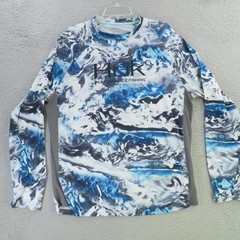 Huk Shirt Men Large Blue Black Camo Long Sleeve Fishing Hunting Mossy Oak