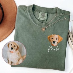 Custom Pet Portrait T-Shirt With Name Personalized Dog Photo Graphic Tee