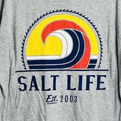 Salt Life Mens Graphic T Shirt Gray Short Sleeve Est 2003 Wave Logo Size L
