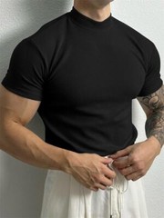 Camiseta De Manga Corta Con Cuello De Pico Para Hombre Moda Ajustada Casual Lujo