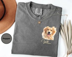 Custom Pet Portrait Comfort Tee Personalized Dog Cat Photo Shirt Gift