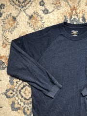 Ariat Rebar Shirt Mens Large Blue Long Sleeve Pocket Workwear Logo Tee Tagless