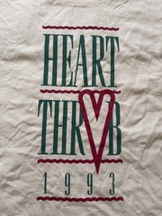 Vintage 90s Single Stitch Band Tee Style Heart Throb Shirt XXL 1993 White Defect