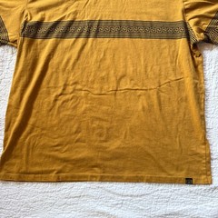 Casa Moda Couture Mustard Yellow Greek Geometric Stripe Pattern T-Shirt Mens 2XL