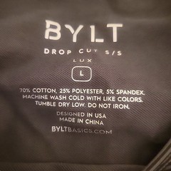 BYLT Drop Cut L S Lux Shirt Mens Large Gray Black Striped Short Sleeve