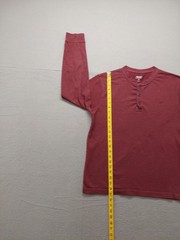 Izod Saltwater Men T Shirt M Oxblood Long Sleeve Crew Neck Button Logo Casual