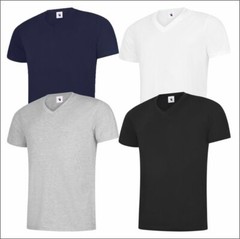 Uneek CLASSIC V NECK T-SHIRT Men’s Cotton Short Sleeve v-Neck Plain Workwear Tee