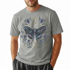 Galaxy Moth T-Shirt Celestial Moon Phase Floral Witchy Mystical Nature Gift