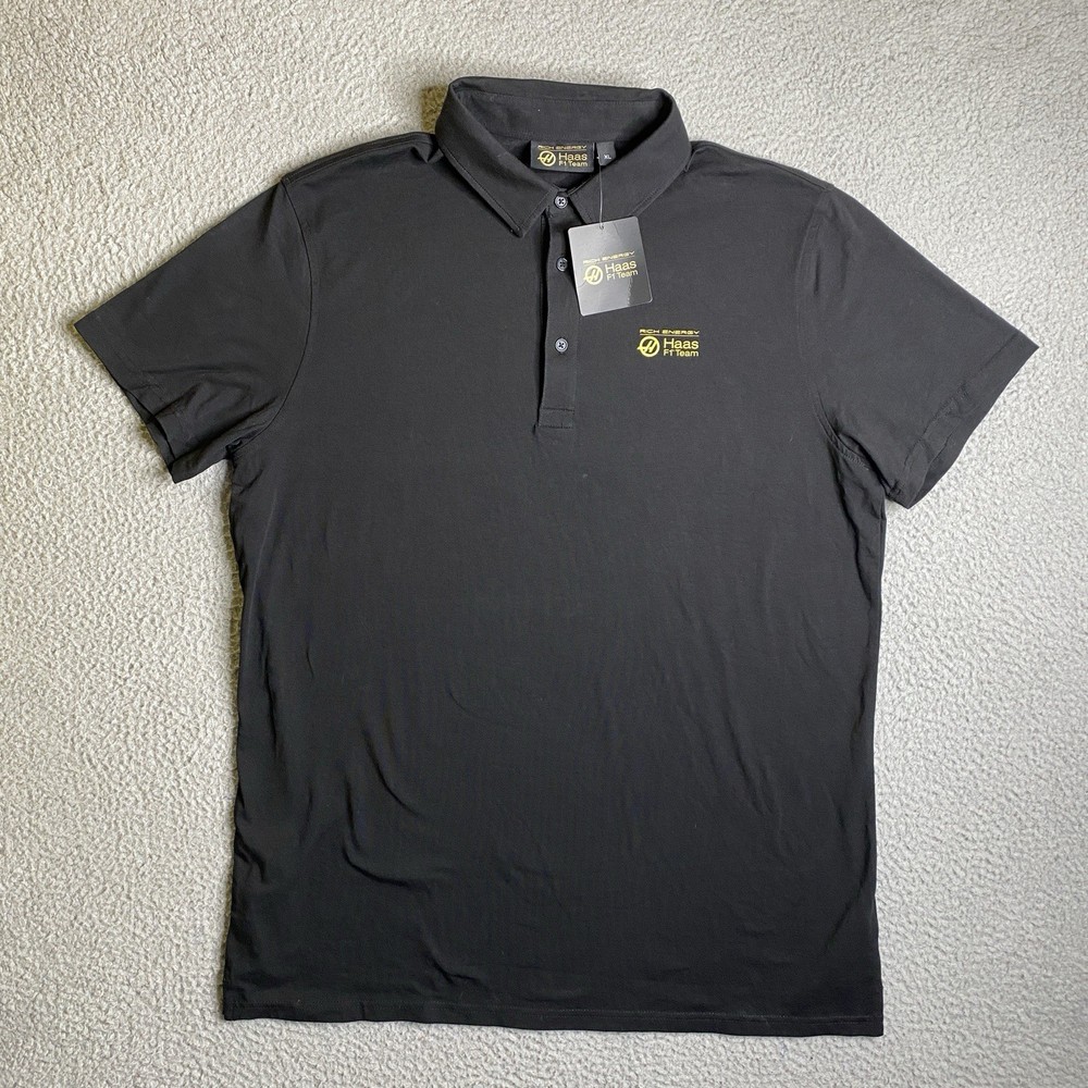 Haas F1 Team Shirt Mens XL Black Polo Logo Rich Energy Formula 1 Racing NWT