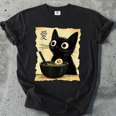 Cat Ramen T-Shirt Funny Japanese Kawaii Anime Cat Graphic Tee