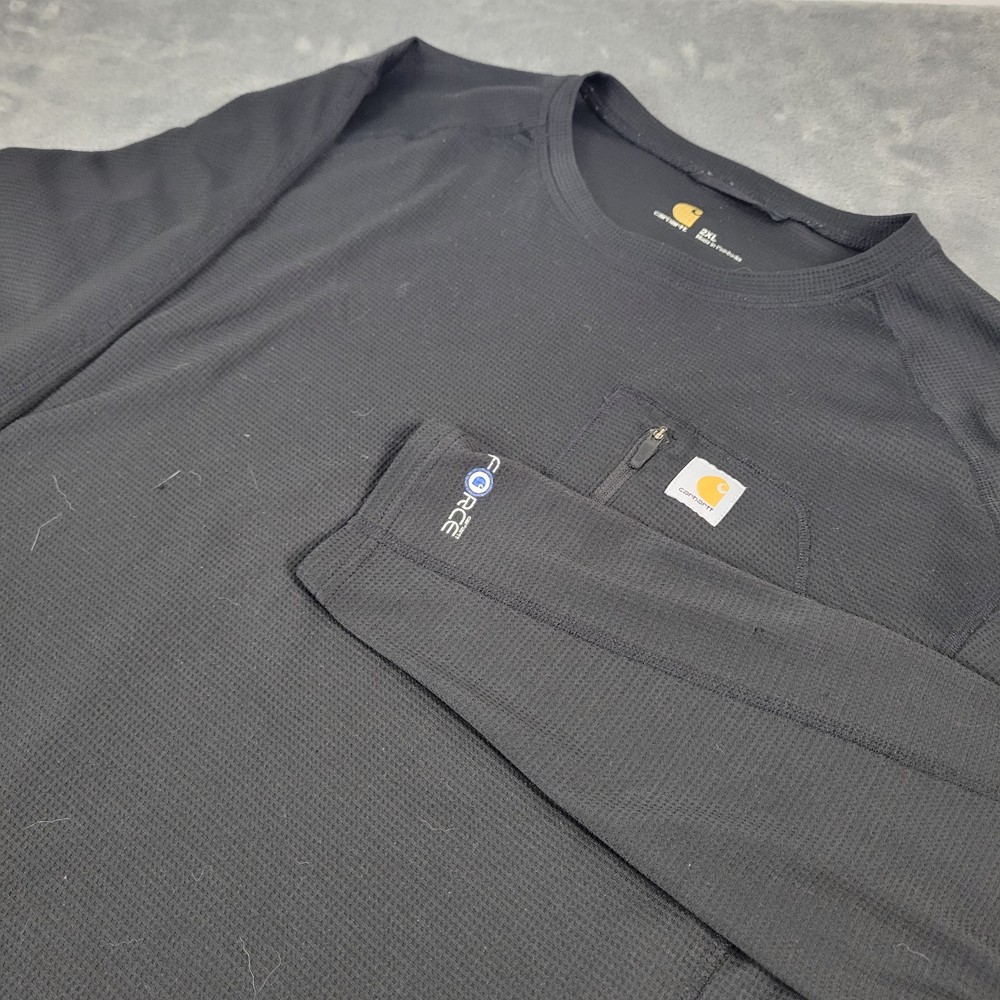 Carhartt Force Shirt Mens Size 2XL Long Sleeve Black Zip Pocket Work Utility