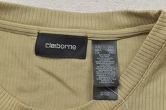 Claiborne Men’s XXL Beige Ribbed Short Sleeve Crew Neck T-Shirt Rayon Blend NEW