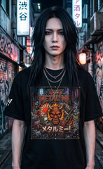T-Shirt Metal Unisex 100% coton Bio- organic oversized high neck t-shirt