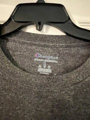 Champion Shirt Mens Extra Large XL Gray Crew Neck Athletic Spell Out Logo Casual