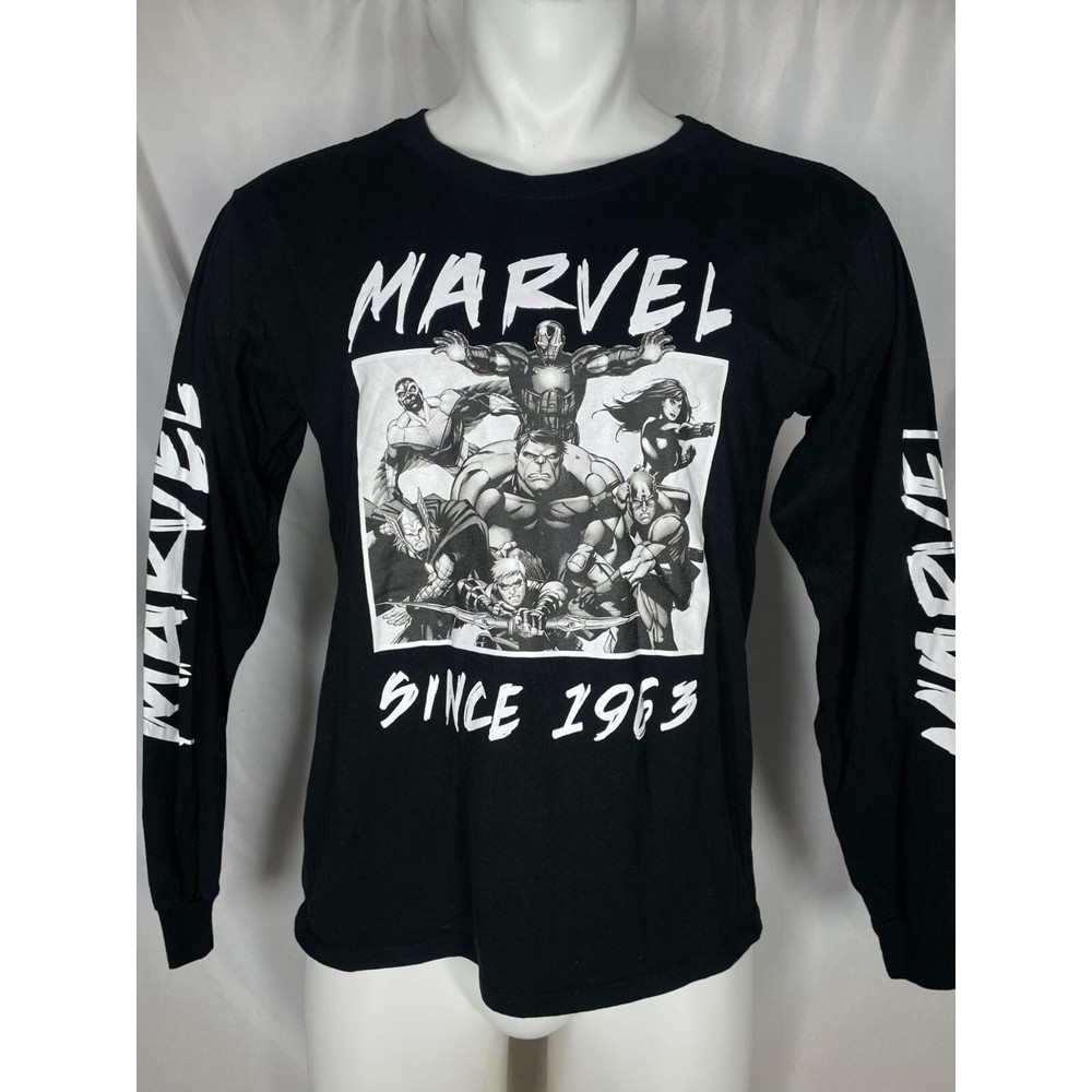 Marvel Comics 1963 Avengers Assemble Heroes Black Longsleeve T-Shirt Men’s SMALL