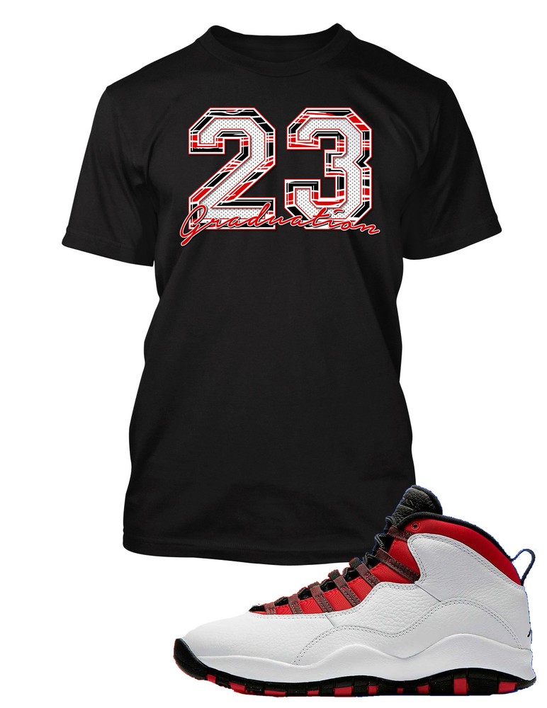 23 Graphic Sneaker Tee Shirt Match J10 Graduation in Red Pro Club Shaka RTP Tees