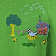 T.A Lime Green Embroidered Farmcore T-Shirt Unisex Medium Cotton Animal Lover