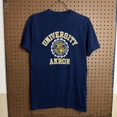True Vintage Shirt Mens Medium Blue 70s 80s College USA University Akron Single