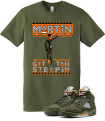 We Will Fit shirt to match Jordan 5 Olive army Green Solar orange