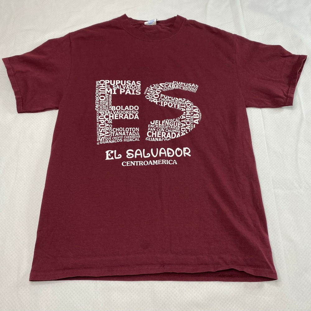 Port & Company T Shirt sz M Maroon El Salvador Crewneck Short Sleeve Streetwear
