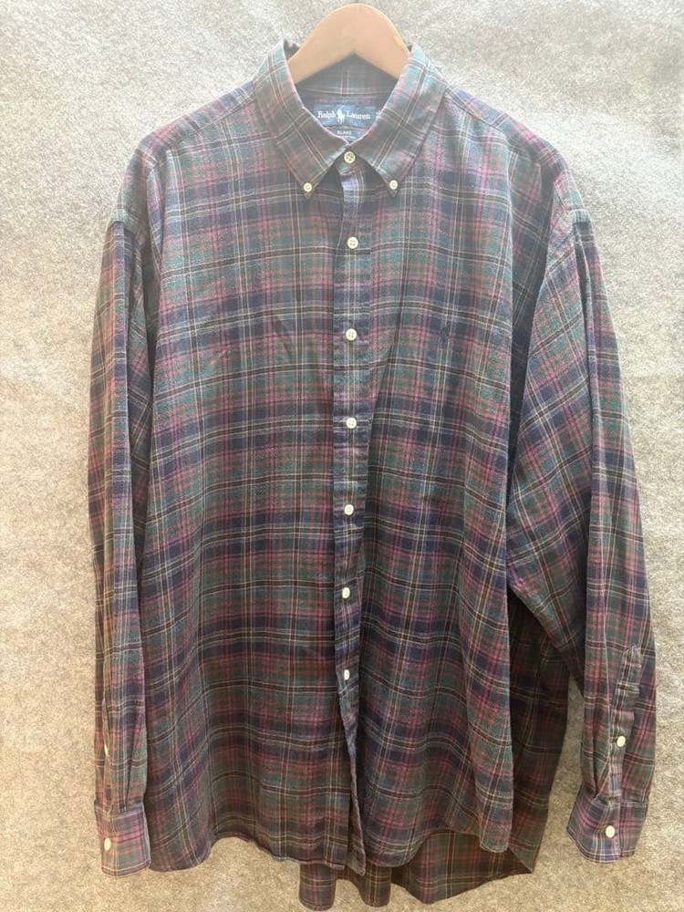 Ralph Lauren BLAKE Check Shirt XL Used 90s For 14Y+ Japan