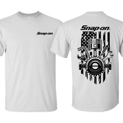 Snap-On T-Shirt American Flag Theme Unisex Casual Wear Crewneck Shortsleeve Men