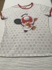 Universal Studios Super Nintendo World Toad Ringer Tee Crew Neck White/Red L