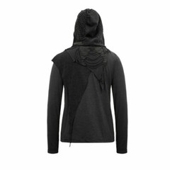 Personality Men’s Gothic Hooded Casual T-shirt Irregular Stitching Slim Fit Tops