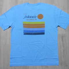 JOHNNIE O Mens S SMALL T SHIRT SUN LINE MALIBLU BLUE GRAPHIC SHORT SLEEVE GOLF
