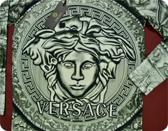 Versace Men’s Medusa Warrior Baroque Long Sleeve T-Shirt Black Silver Size M