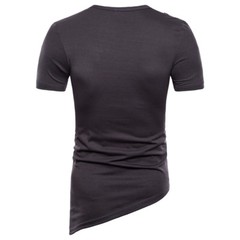 Men’s Irregular Shirt Short Sleeve Muscle Tee T-shirt Casual Top Blouse