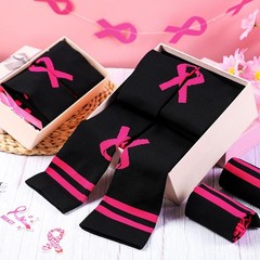 12 Pair Breast Cancer Awareness Socks Women Pink Ribbon Football Socks Bulk