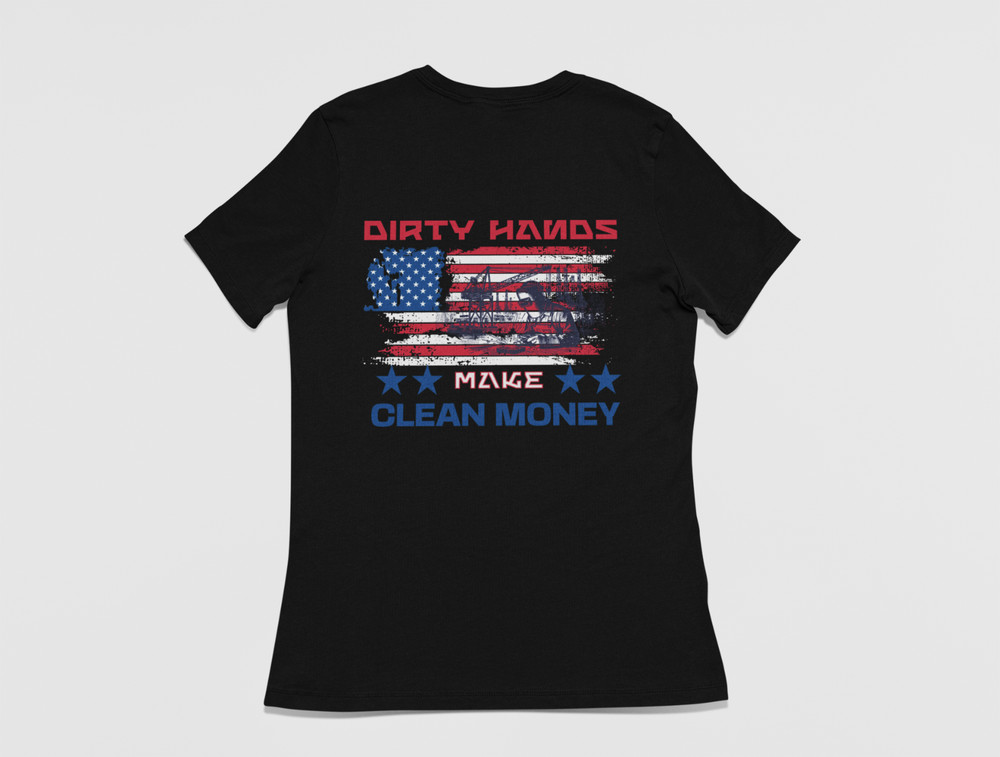 Dirty Hands Clean Money Shirt Blue Collar Work Mechanic Tee Back Print