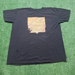 Vintage Y2K Split Skateboarding T Shirt Mens Size XL Black Short Sleeve