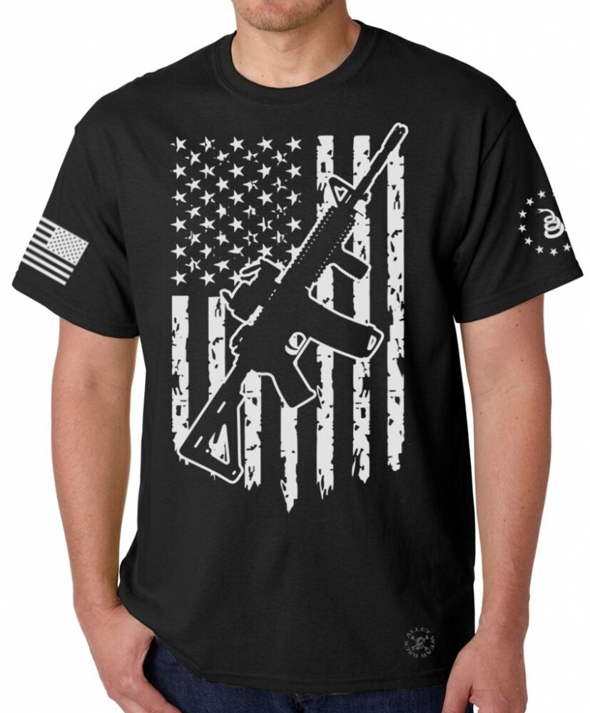 AR-15 American Flag T-SHIRT ~ Gun Rights Tee ~ 2nd Amendment Don’t Tread