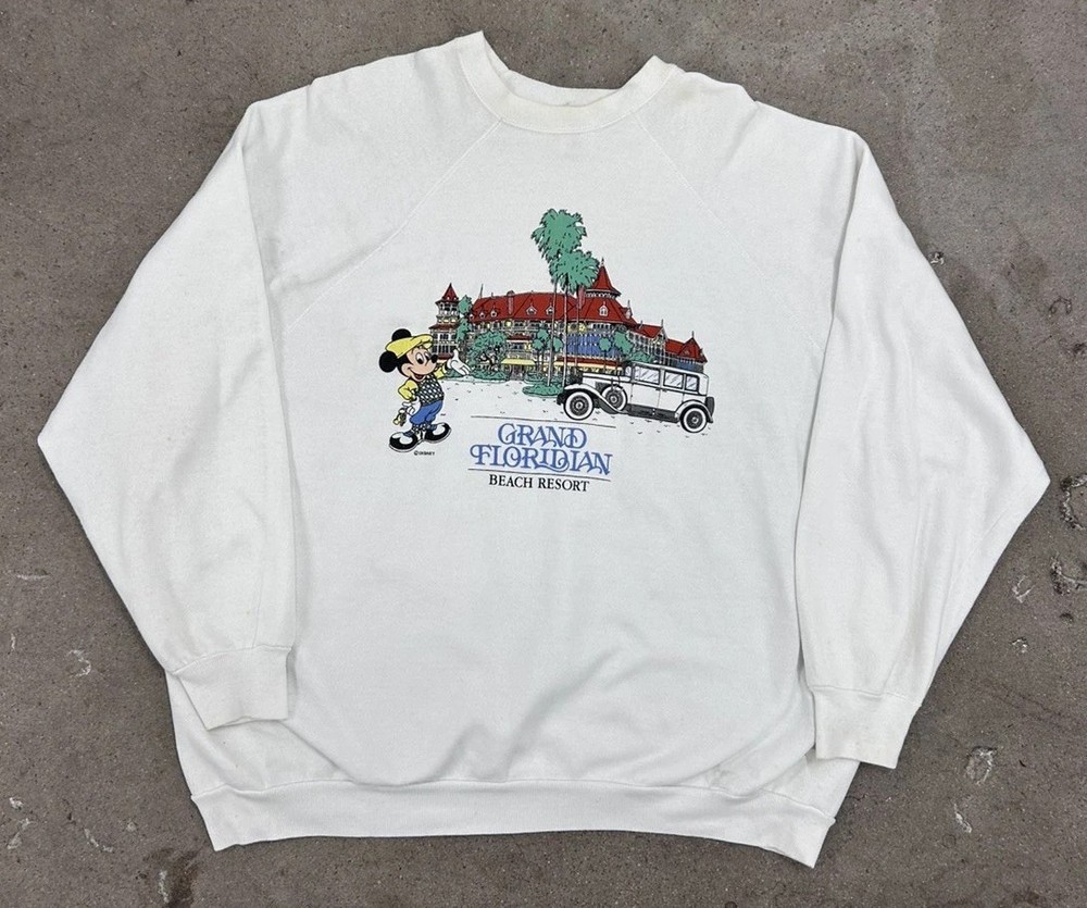 Disney World Grand Floridian Beach Resort Raglan Crewneck Sweatshirt Reprint