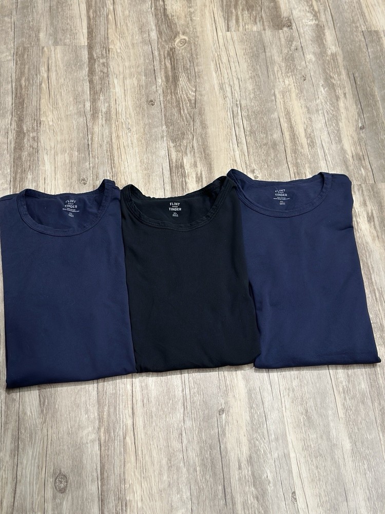 Flint & Tinder Men’s Supima Cotton Crewneck Tee (lot Of 3 ) Size XL Black / Blue
